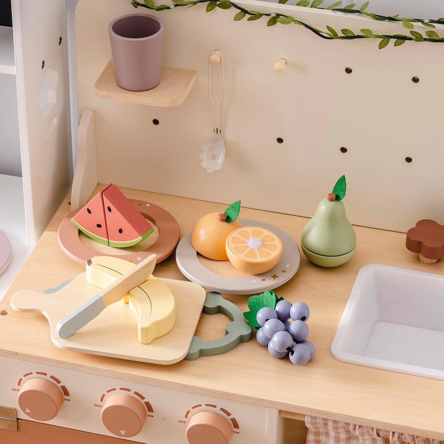 Wooden Cutting Fruit Set with Knife and Shopping Bag: image 3