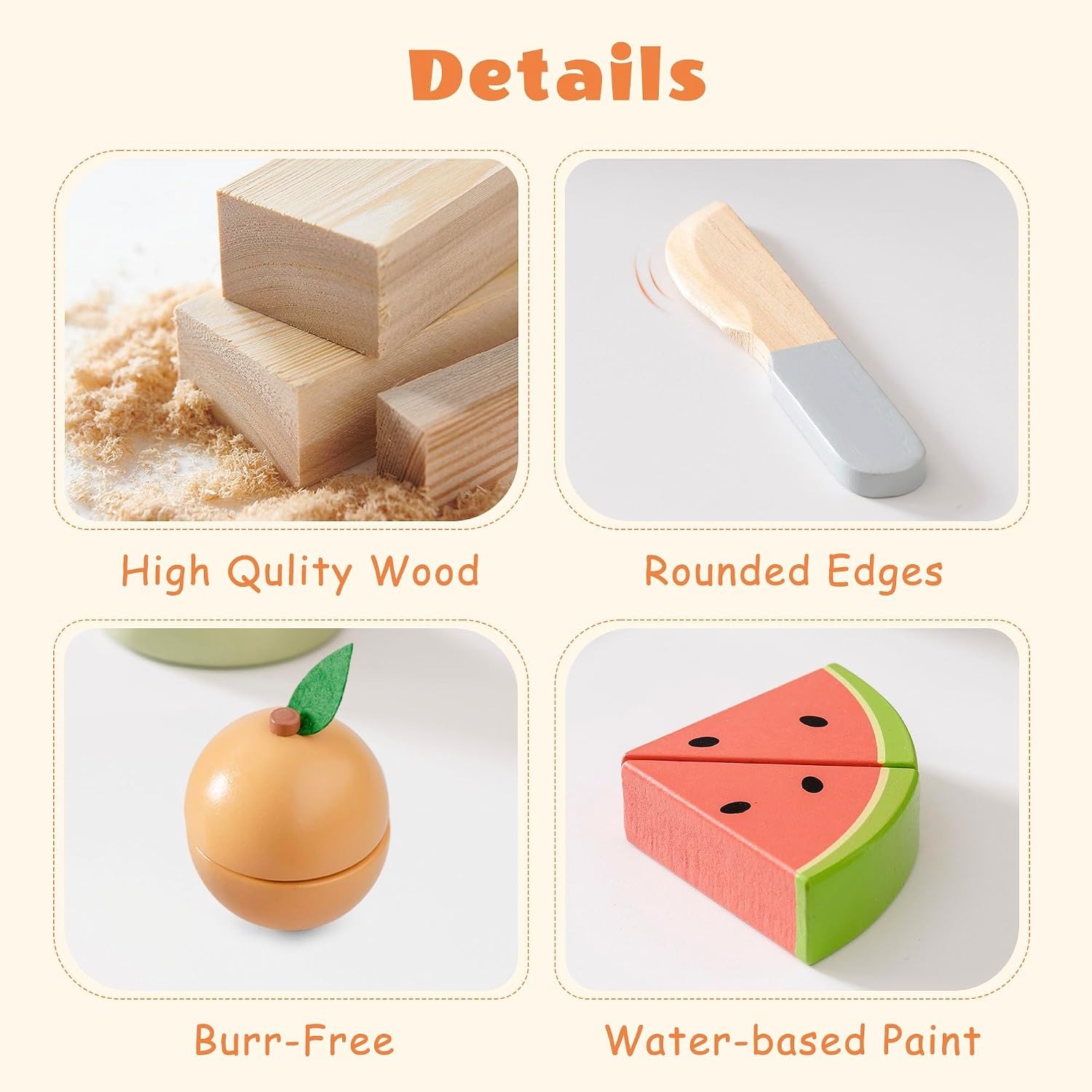 Wooden Cutting Fruit Set with Knife and Shopping Bag: image 8